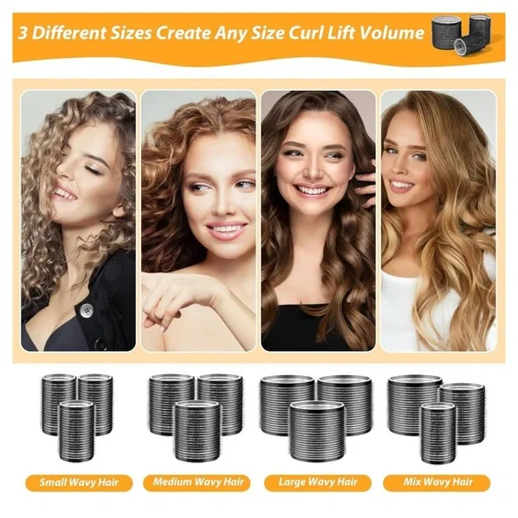 Self Grip Curlers 3 Sizes Black 2.5in, 1.9in, 1.4in - Picture 4 of 7